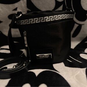 Versace Black and Silver Crossbody Bag
